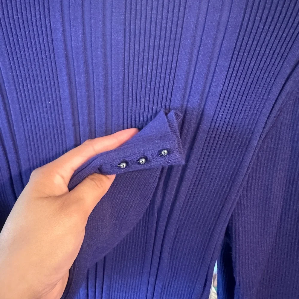 White House Black Market Purple Ribbed Turtleneck Sweater - Picture 5 of 10